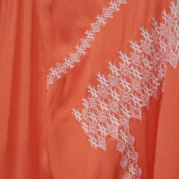 Free People Wild One Mini Dress Embroidered Orange Flower Detail Size Small - Picture 6 of 6
